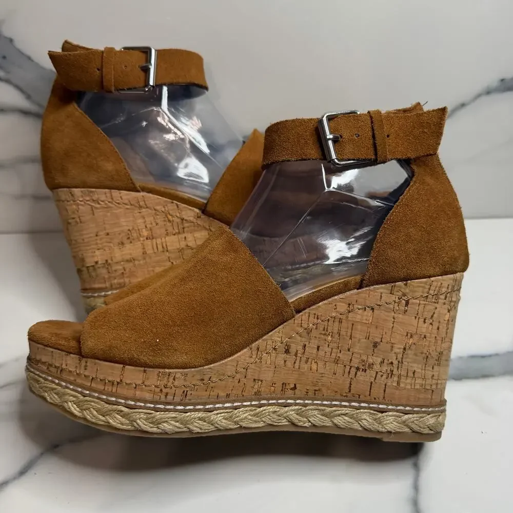 Dolce Vita Women's Brown Suede Otto Sandals Sz 10 Platform Wedge Festival Boho